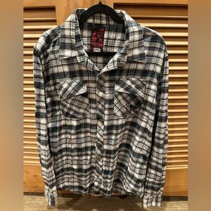 Metal Mulisha Black and White Plaid Casual Button Down Shirt